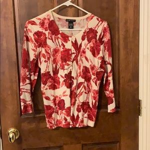 Cream and red flowered cardigan